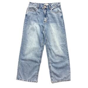 OAT New York Jeans High Rise Wide Leg Light Wash Cloud Luxe Denim 8/29